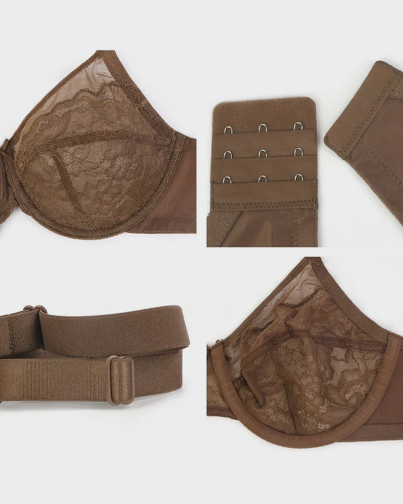 Full Coverage Lace Minimizer Bra - Petal