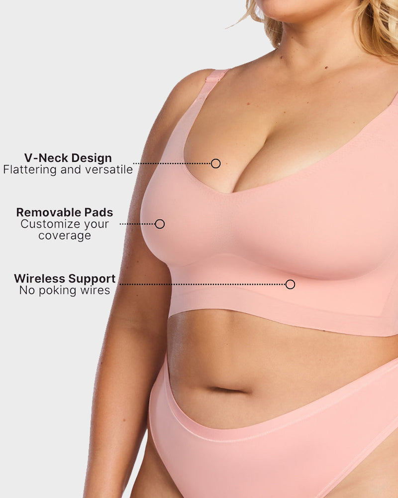 Wireless V-Neck Back & Side Smoothing Bra