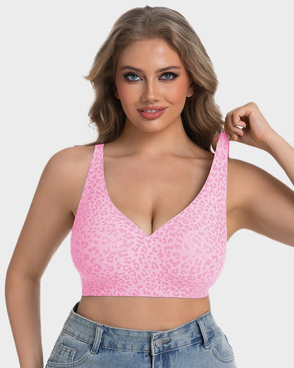 Wireless Leopard V-Neck Contour Bra