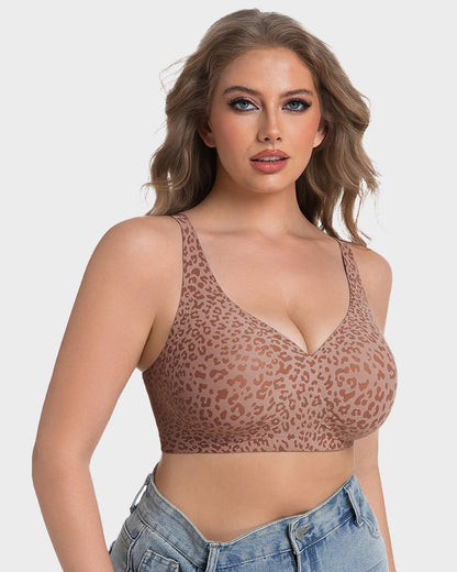 Wireless Leopard V-Neck Contour Bra